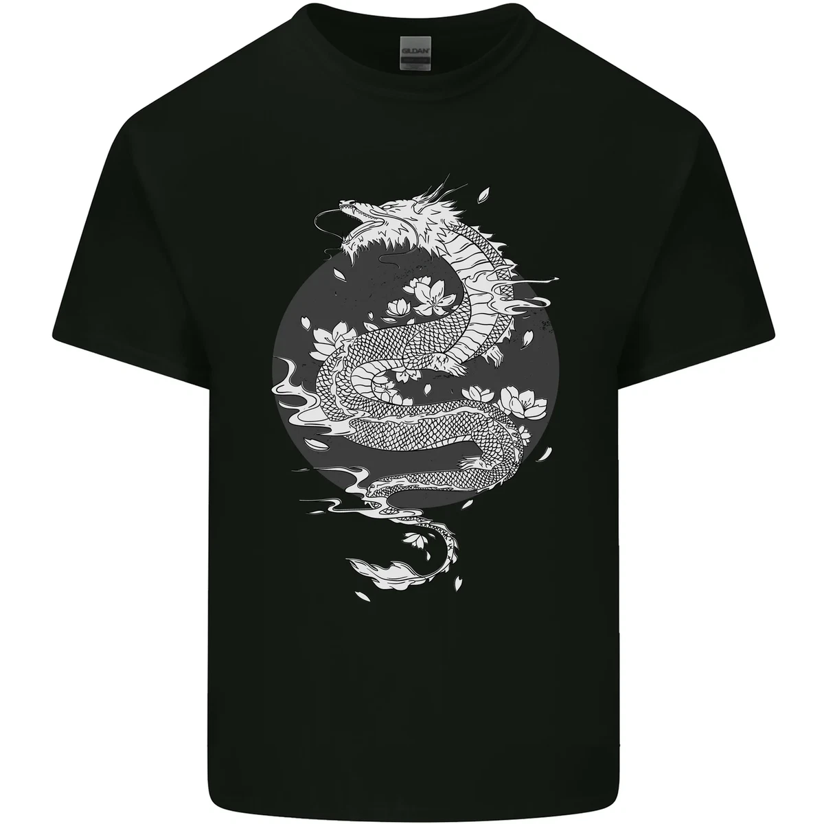 Japonais Fantaisie Dragon Soleil Fond Homme Coton T Shirt