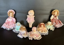 Lot Of Eight Vintage Porcelain dolls Movable Head Arms Nice