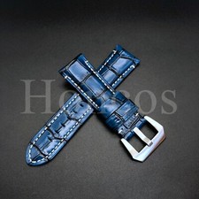 22 24 26 MM Blue Leather Alligator Watch Band Strap Fits for Invicta Pro Diver