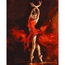 Paint By Numbers Adults kids Fire Ballet Dancer DIY Painting Kit 40x50CM Canvas
