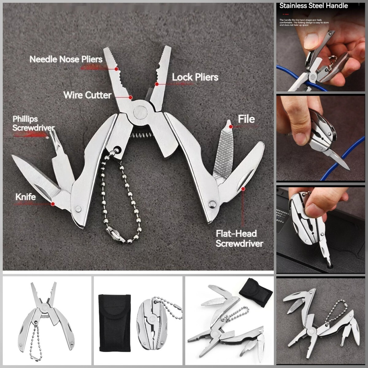 Outdoor Camping Hiking Portable Multi-purpose Folding Mini Pliers Pocket Knife