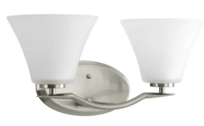 Progress Lighting P2005-09 Bravo 17'' Bath 2-Light w Etched Glass  Brushed Nickel