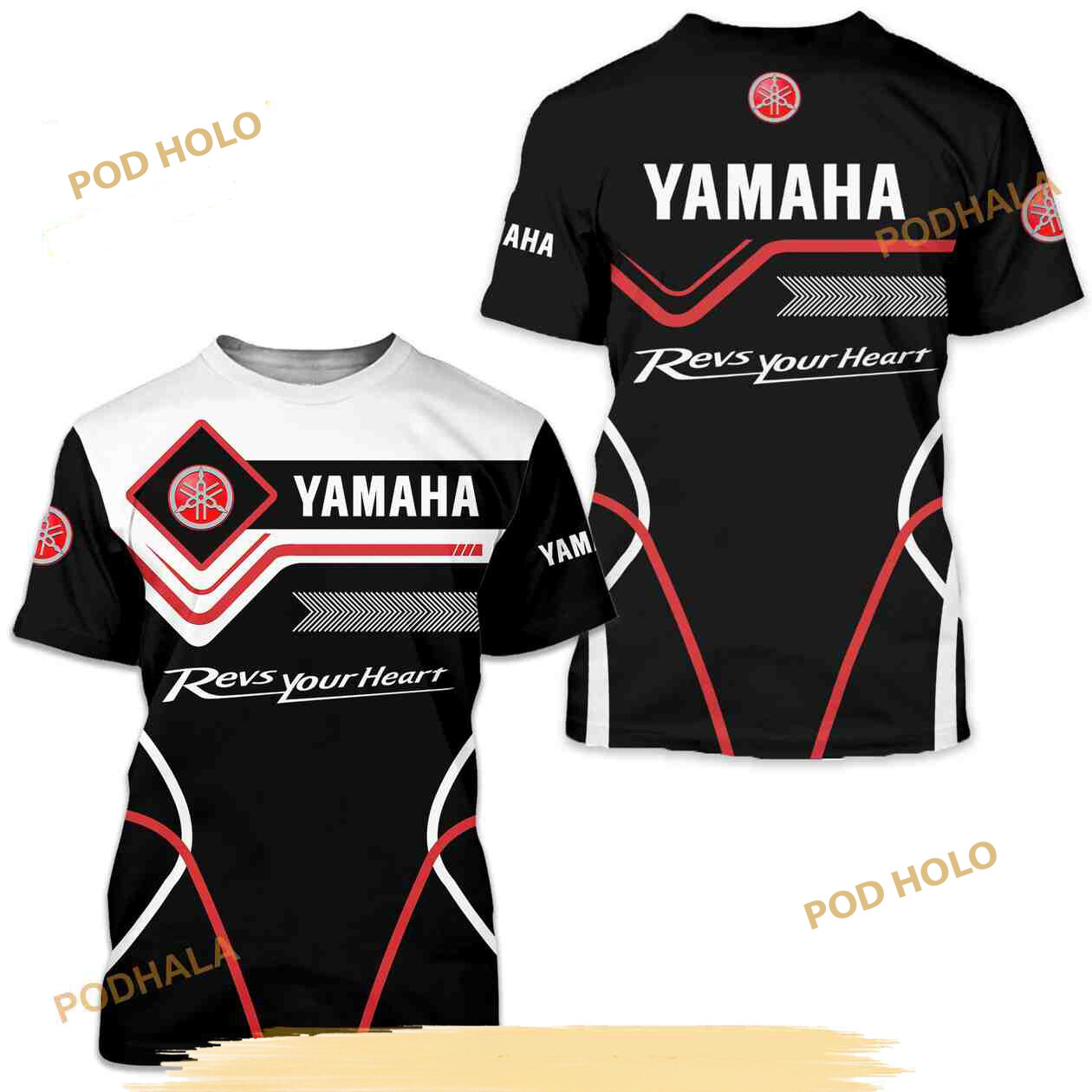 Cool Yamaha Motor Themed 3D Printed T-Shirt for Bikers