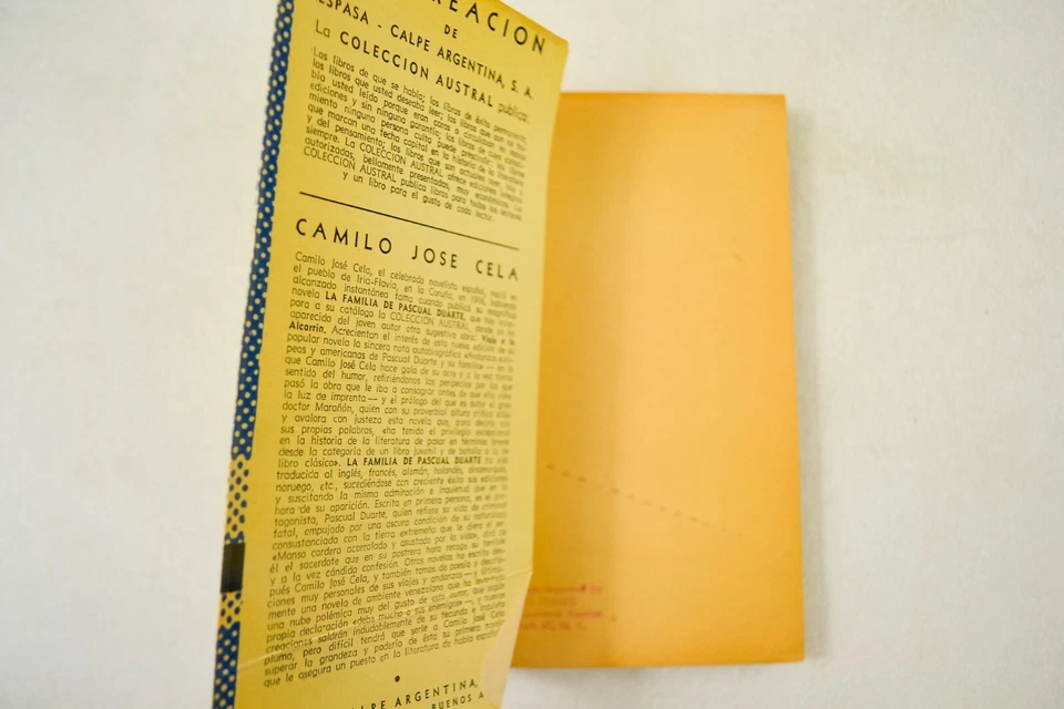 1955  La Familia de Pascual Duarte  Camilo Jose Cela Coleccion Austral VGC Novel Foto 2 de 4