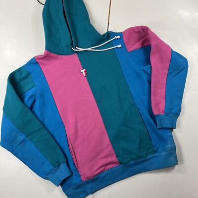 Teddy Fresh Hoodie Large Sweatshirt Color Block Pastel Logo