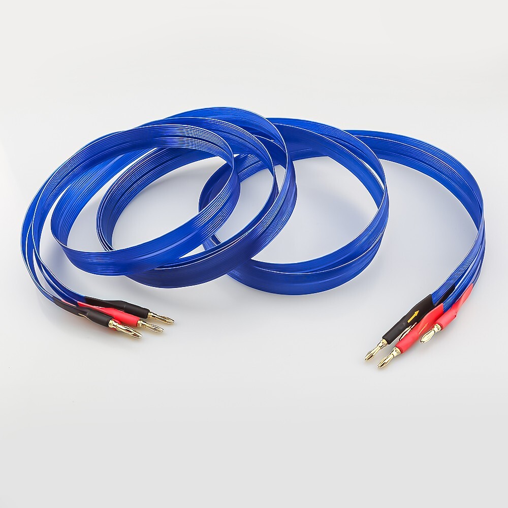 8 AWG OCC Ribbon Flat HiFi Speaker Cable With 24 K Gold Plate Banana