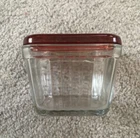 Anchor Hocking Vintage Design Small Square Refrigerator Dish with Red Lid