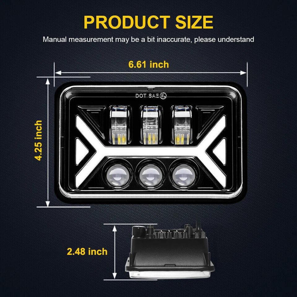 4 PIEZAS 4x6"" Faros LED Luz de giro DRL de haz alto/bajo para Isuzu NQR NPR NPR-HD FTR Foto 3 de 4