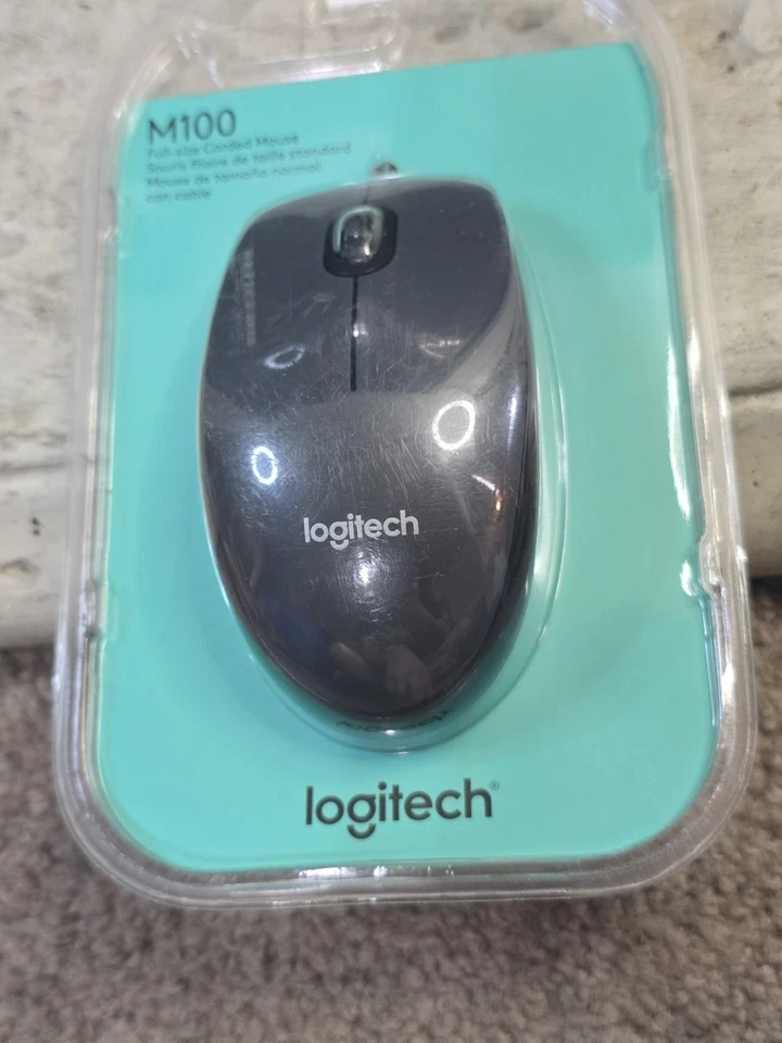 Logitech M100 Wired 3 button Optical Mouse Scroll USB Grey - Sealed - Image 2 of 4