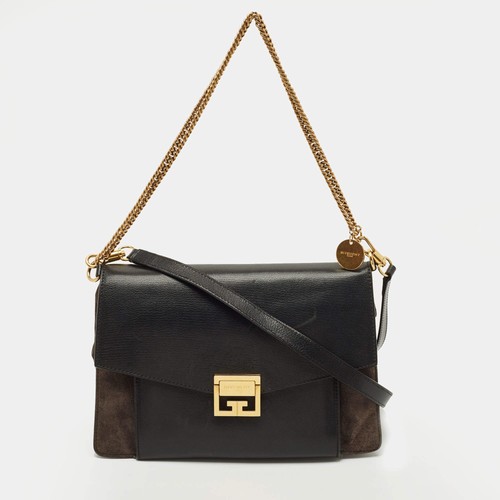Givenchy GV3 Medium BlackDark Beige Leather and Suede Shoulder Bag - Picture 1 of 13
