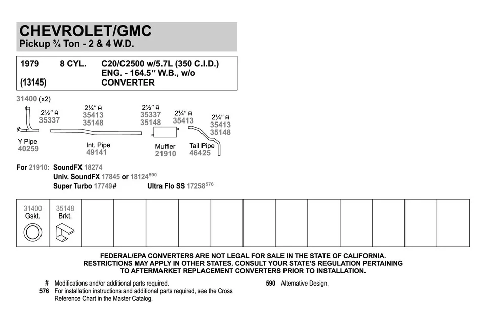 For Chevy C10 1975-1982 Walker 46425 Aluminized Steel Exhaust Tailpipe Foto 3 de 4