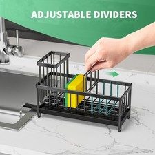 Sponge Holder for Kitchen Sink, Sink Organizer with Brush Holder Stainless Steel