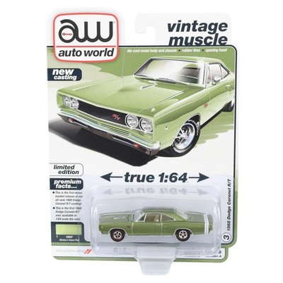 Auto World 1/64 1968 Dodge Coronet R/T Car Poly Vintage Muscle AWSP194-A