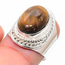 Tiger's Eye Gemstone Handmade 925 Sterling Silver All Size Ring For Gift