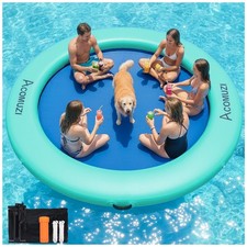 ACOMUZI 12FT Water Hammock Inflatable Floating Dock, Round Floating Ring Lake...