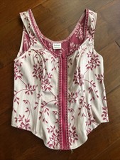 Vintage Frederick's of Hollywood Corset 90s Satin Zip Up Bustier Pink M Retro