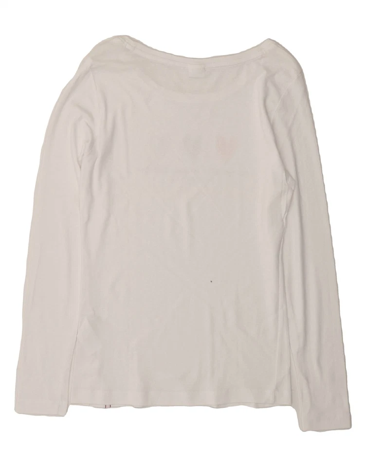 KANGAROOS Womens Graphic Top Long Sleeve UK 14/16 Large White Cotton CI15 - Image 2 of 3