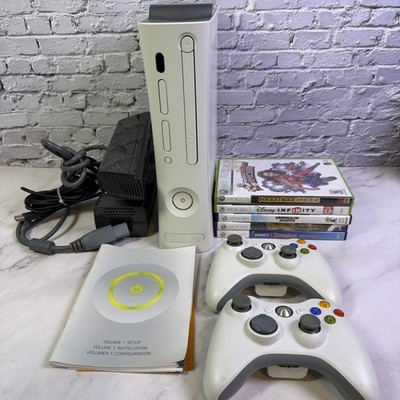 Xbox 360 Pro 20 GB Console White + 2 Controllers, 5 Games, Kinect, & Cords  