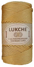1 Skein Gold Polyester Macrame Cord 2mm x 125 Yards Crochet Yarn Craft Rope