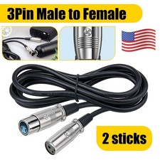 2X 10ft Shielded 3-Pin XLR Extension Microphone Mic Audio Cable Cord Male Female