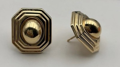 Vintage 14K PBD Peter Brams Designs Geometric Puffy Stud Earrings 3.7g