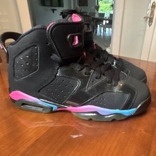 Jordan Air Jordan 6 Retro GS Unisex Kids Sneakers Black Pink Blue 6Y