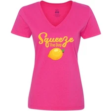 Inktastic Lemon Squeeze The Day Women's V-Neck T-Shirt Juice Seize Main Fruit