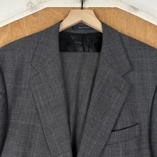 VTG Chaps Ralph Lauren Suit Mens 42L Gray Glen Check 2 Button Wool Pants 36x31