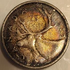 1962 Canada Canadian Caribou Silver Quarter 25 Cents Elizabeth II! Border Toned!