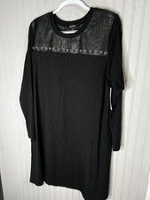 Karen Kane Dress Womens 1X Black LA Vintage Studded Faux Leather Grommet USA