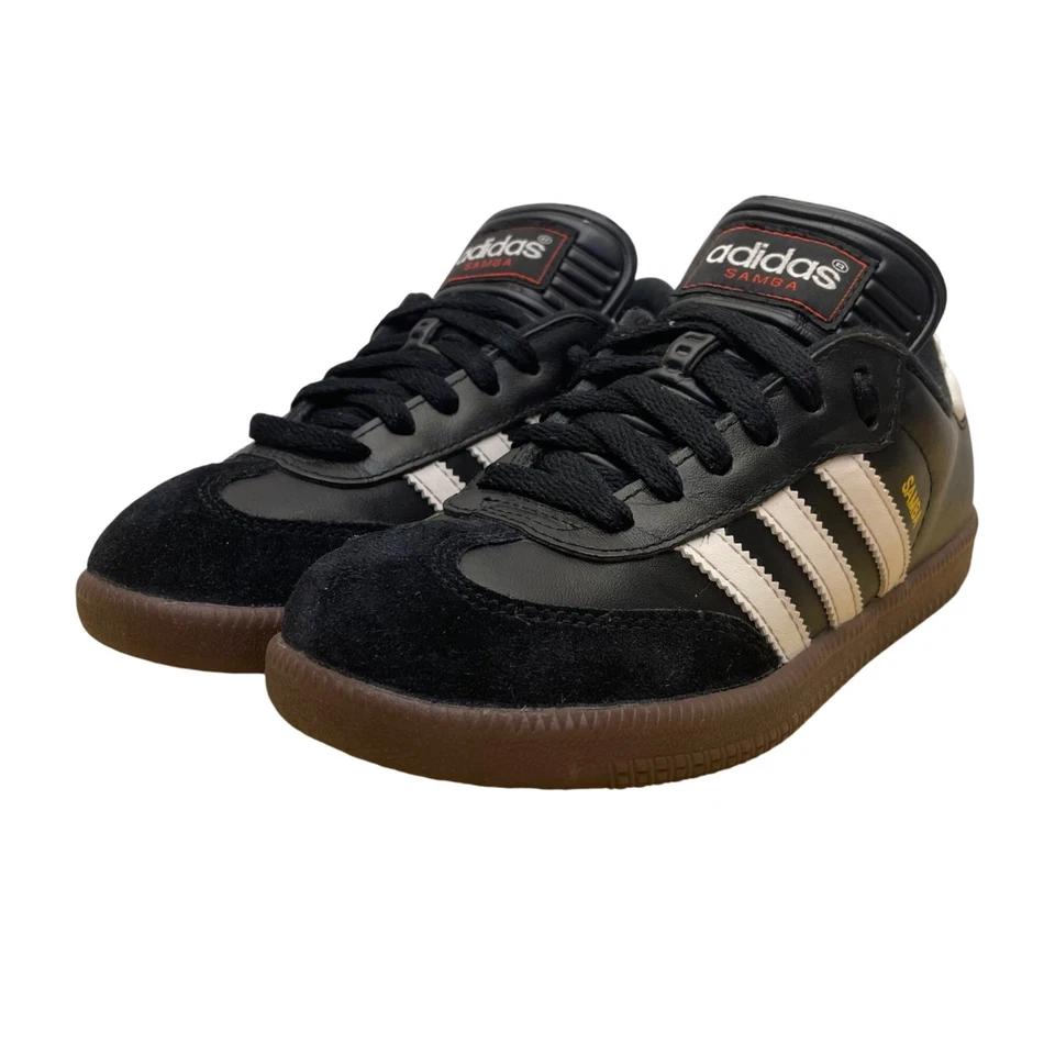 Adidas Zapatillas Samba Niños Cuero Negro y Gamuza y Rayas Blancas Talla 3.5 Foto 3 de 4