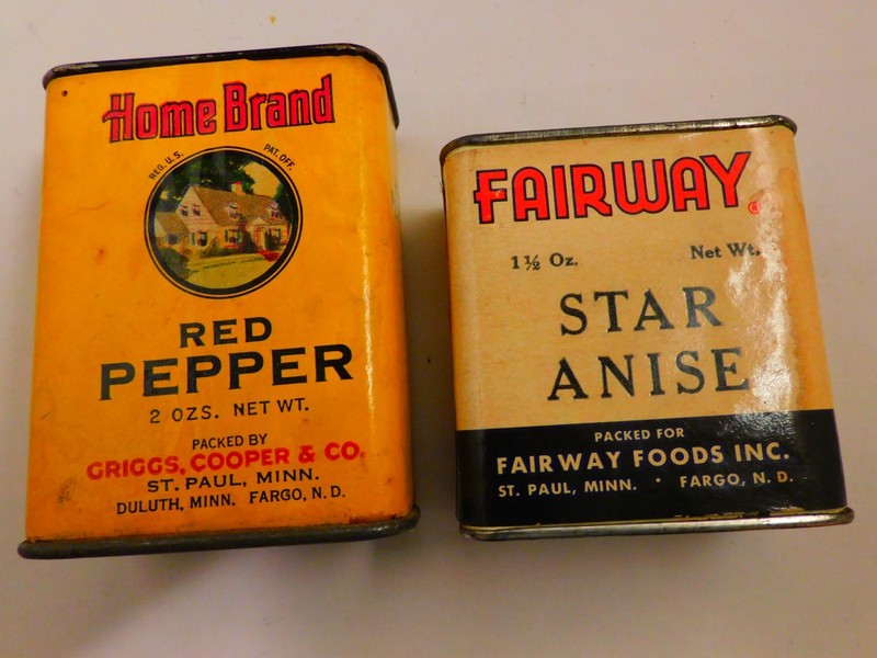 Vintage Home & Fairway Spice Tins Fargo North Dakota Red Pepper & Star Anise