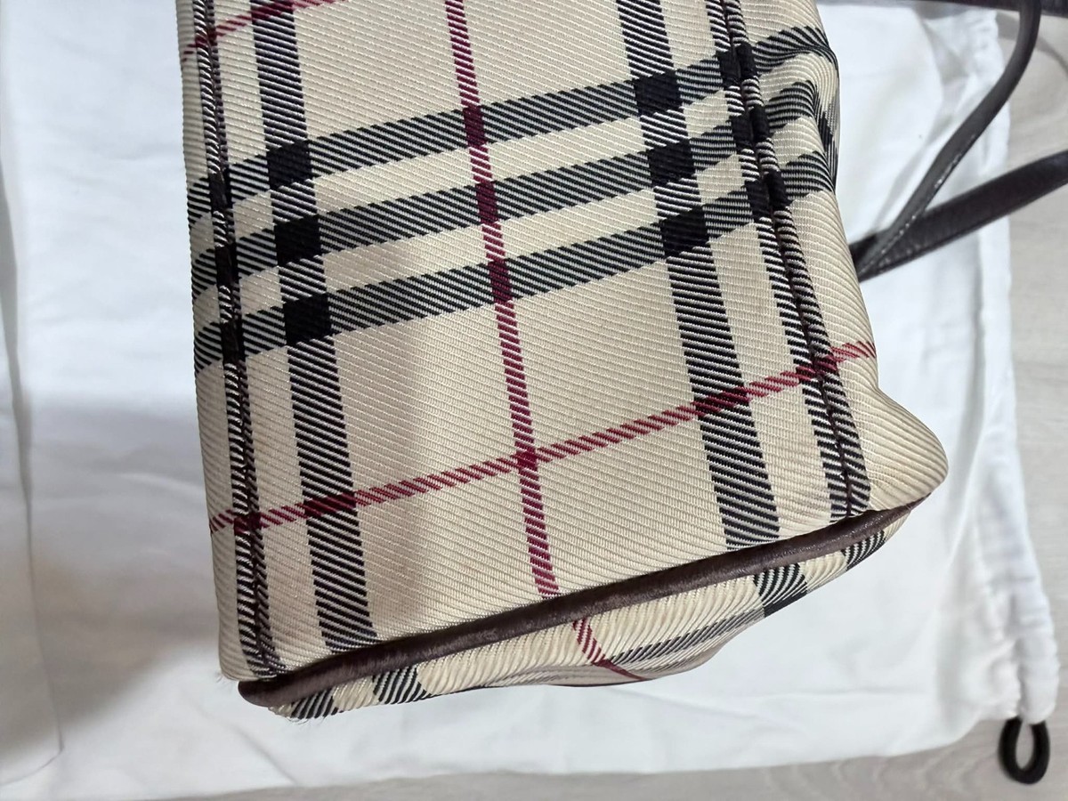 AUTHENTIC Burberry Shoulder Bag Nova Check Beige Brown Canvas