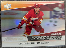 2021-22 Credentials Matthew Phillips - Flames #SGR24 Speed Of The Game Rookie RC