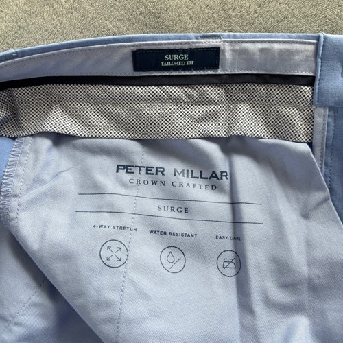 Pantaloncini da golf Peter Millar Surge su misura da uomo taglia 34 blu chiaro nuovi con etichette - Foto 8 di 10