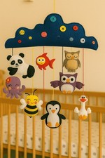 Felt Animal Baby Mobile Wall Hanging Nursery Decor Handmade Colorful Animals