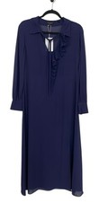 NWT Ted Baker Faithiy Asymmetric Ruffle Midi Dress Navy Special Occasion Sz 4