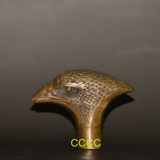 Rare Lucky Handmade Bronze Carving Eagle Head Cane Walking Stick Head Statues