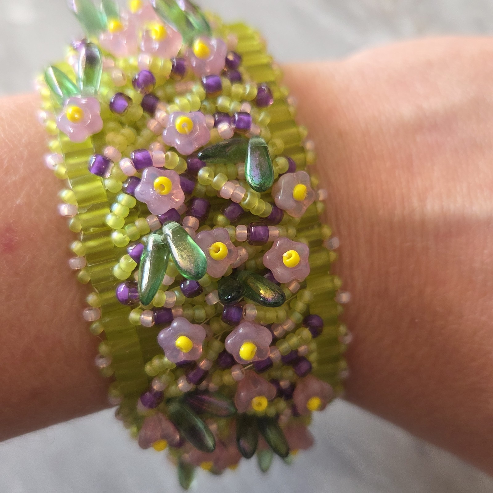 Handmade Beaded Boho Multicolor Statement Bracele… - image 1
