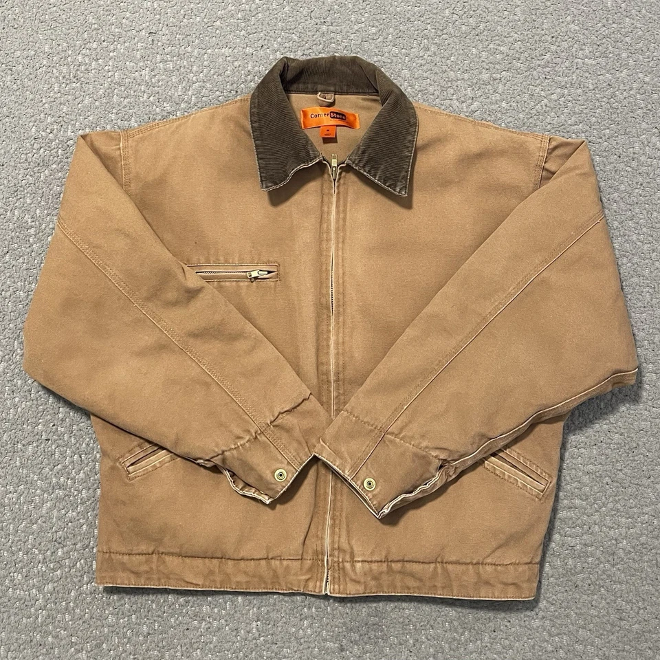 CornerStone Jacket Mens M Beige Duck Canvas Lined Insulated Chore - Image 3 of 4