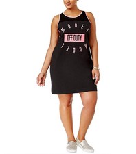 Material Girl Womens Activewear Plus Slogan Mesh Yoke Dress Size 2X