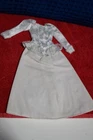 Vintage Barbie White Full Length Dress Lace and Sparkles