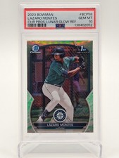 2023 Bowman Chrome 1st bowman Lazaro Montes #BCP58 Lunar Glow Refractor PSA 10