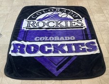 Colorado Rockies MLB Blanket Black Purple & White XL Size 6x5ft Great Condition!