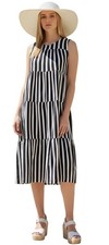 NWT J. Crew Sz S Womens Navy Blue Striped Tiered Cottagecore Boho Resort Dress