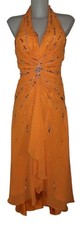 Vtg Y2k Womens Orange Sequin Ruffle Balletcore Fairy Prom Dress Sz S FLAW