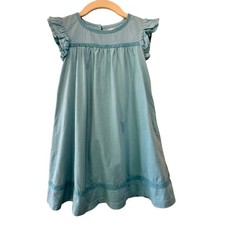 MINI BODEN A Line Flutter Sleeve Dress 3-4 Delphinium Retro Blue Jersey Toddler