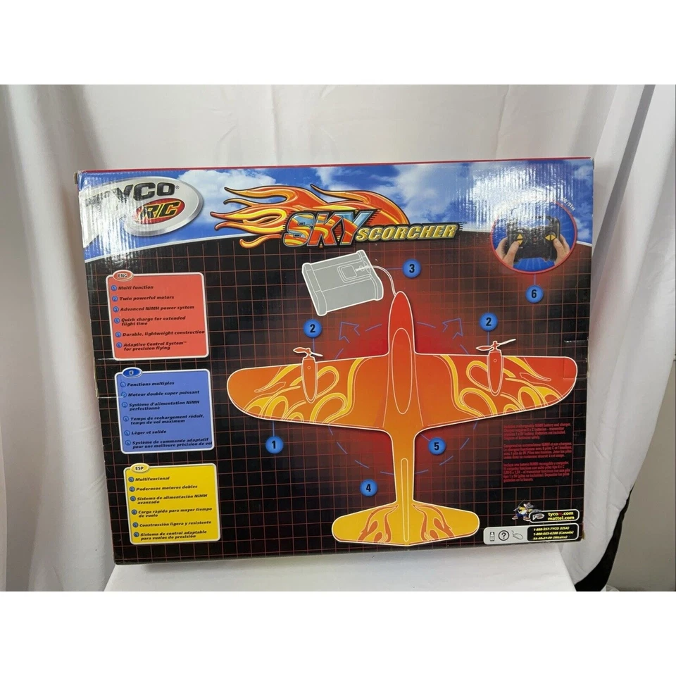 Mattel TYCO RC Remote Control Vintage Sky Scorcher Yellow/Red Aircraft Plane - Image 2 of 4