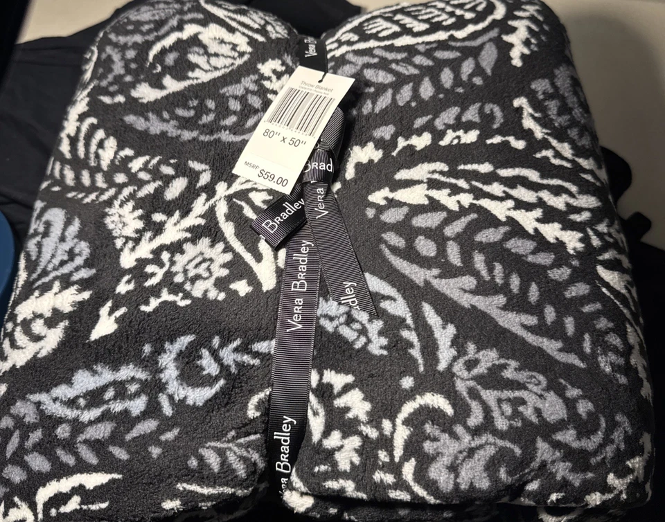 "Manta Vera Bradley polar Paisley Noir 80""x50"" totalmente nueva" Foto 4 de 4