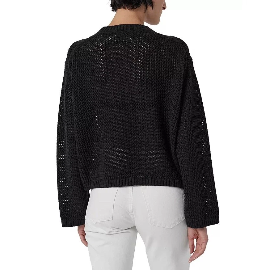 Velvet by Graham & Spencer Women Black Open Knit Cotton Kanan Sweater Size S - Image 2 of 4